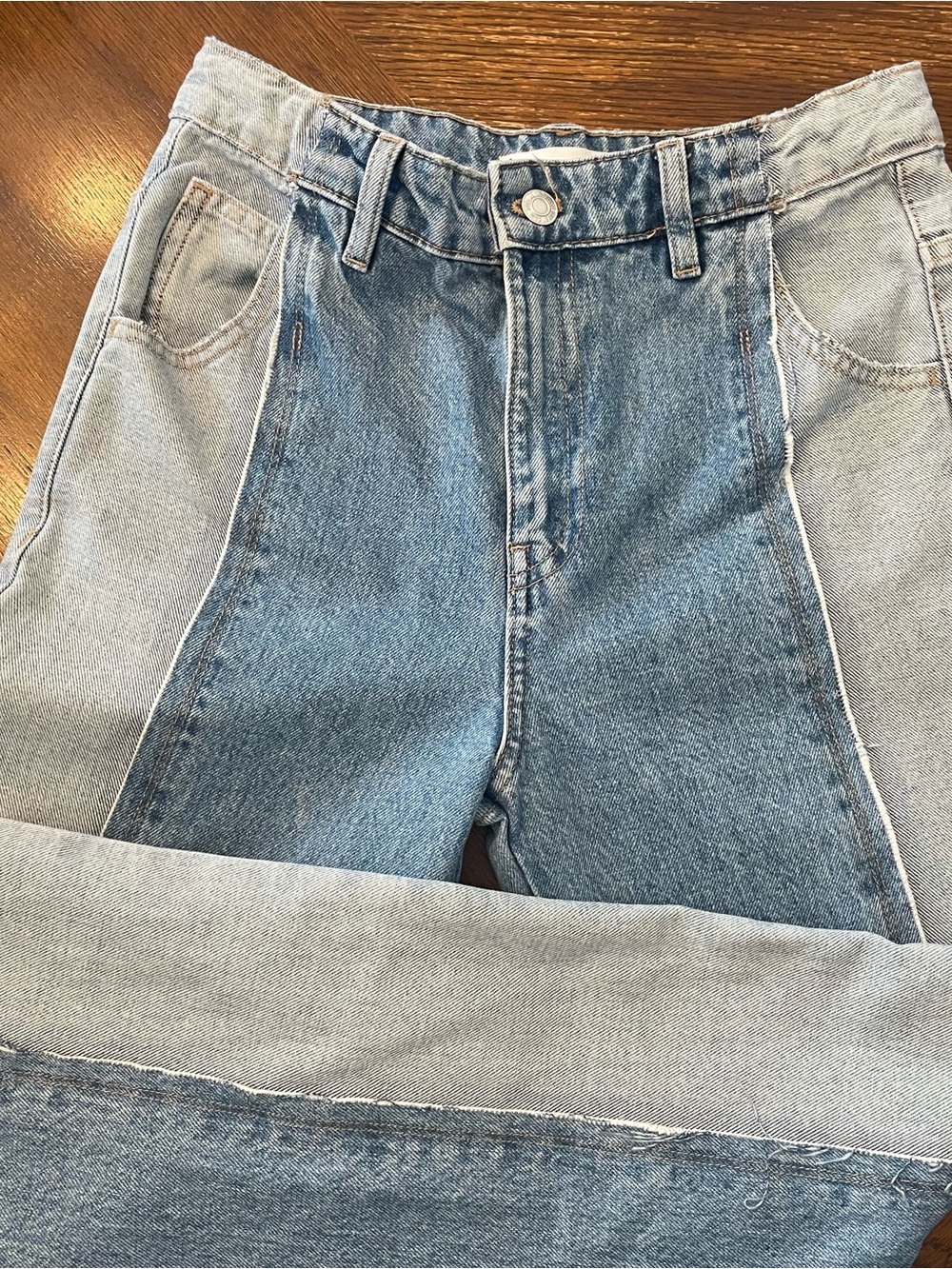 MNG High-Rise Two-Tone Blue Women's Jeans patchwork size 4